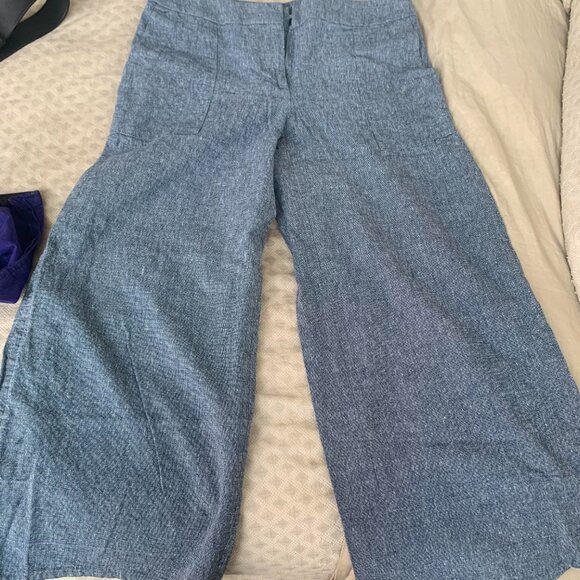 Blue cotton/linen culottes s-m - Picture 1 of 4